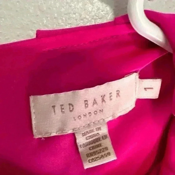 294.TED BAKER Ruffle Neckline Shift hot pink Dress size 1 - Picture 8 of 11